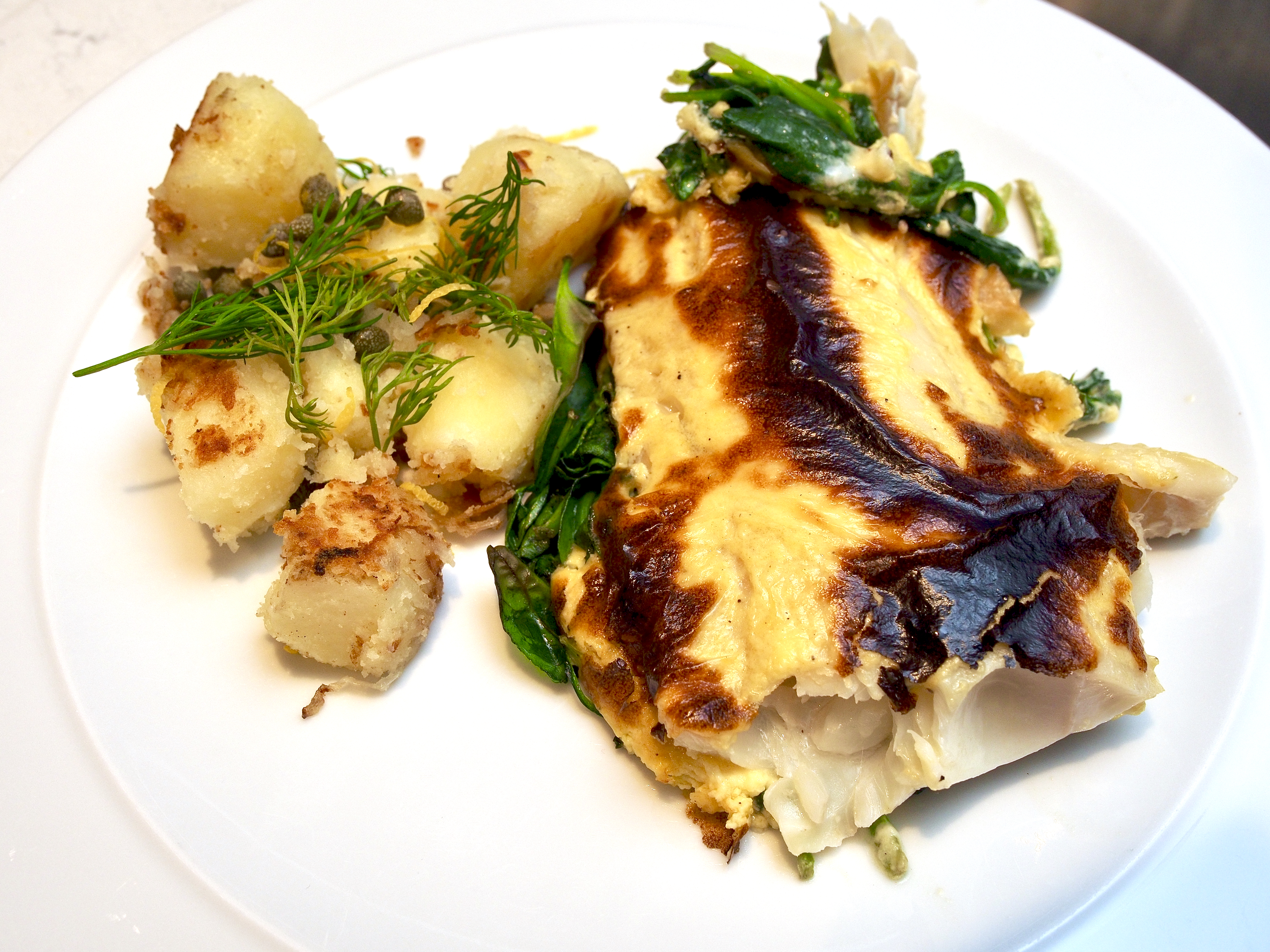 Smoked Haddock &amp; Hollandaise Bake with Dill &amp; Caper Fried Potatoes